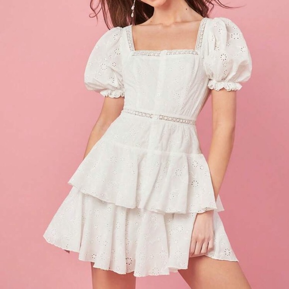 Dresses & Skirts - White Eyelet Puff Sleeve Dress